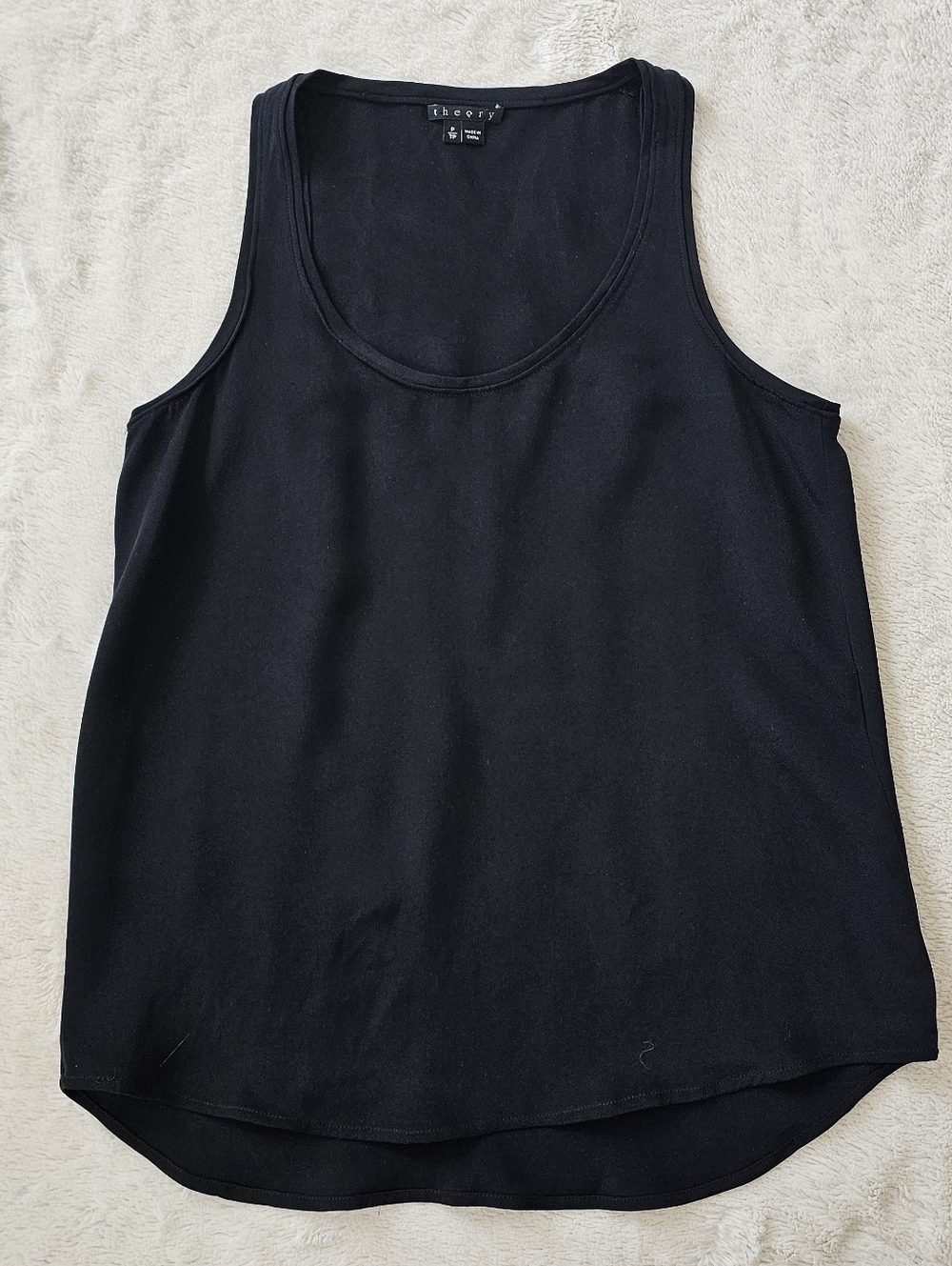 Theory Isaac 100% Silk Scoop Sleeveless Blouse Black sz P VEUC